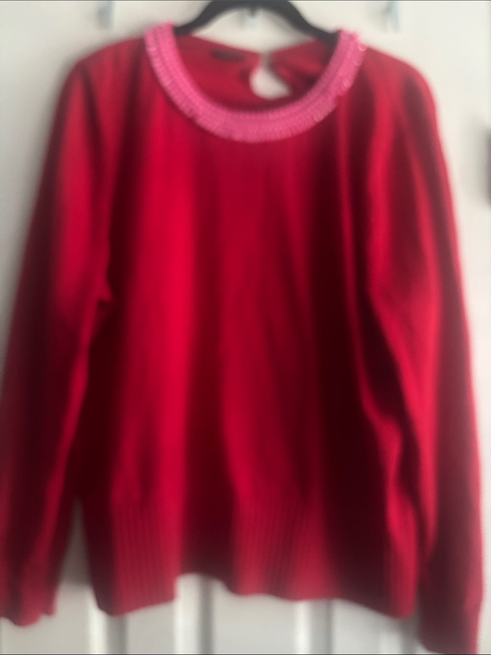Talbots Red Beaded Crewneck Sweater